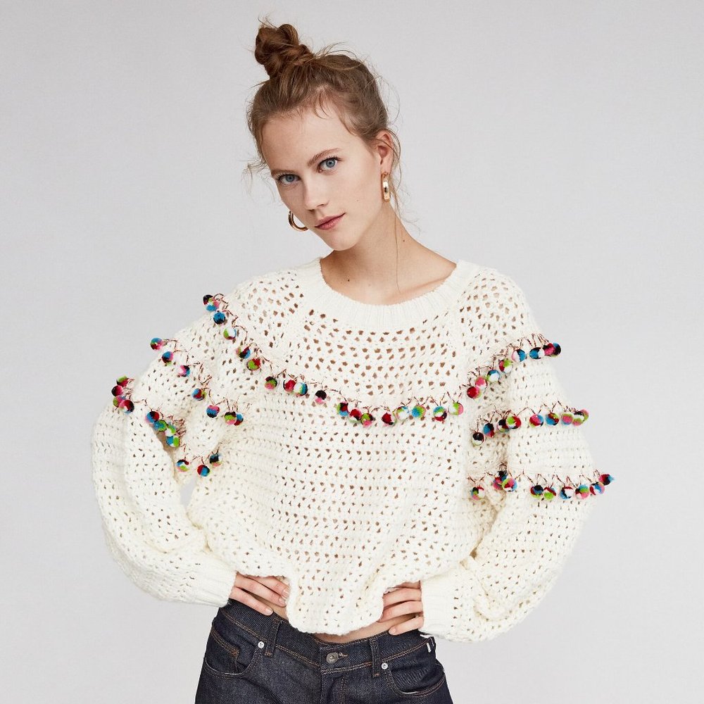 Zara | Chunky Knit Pom Pom Sweater